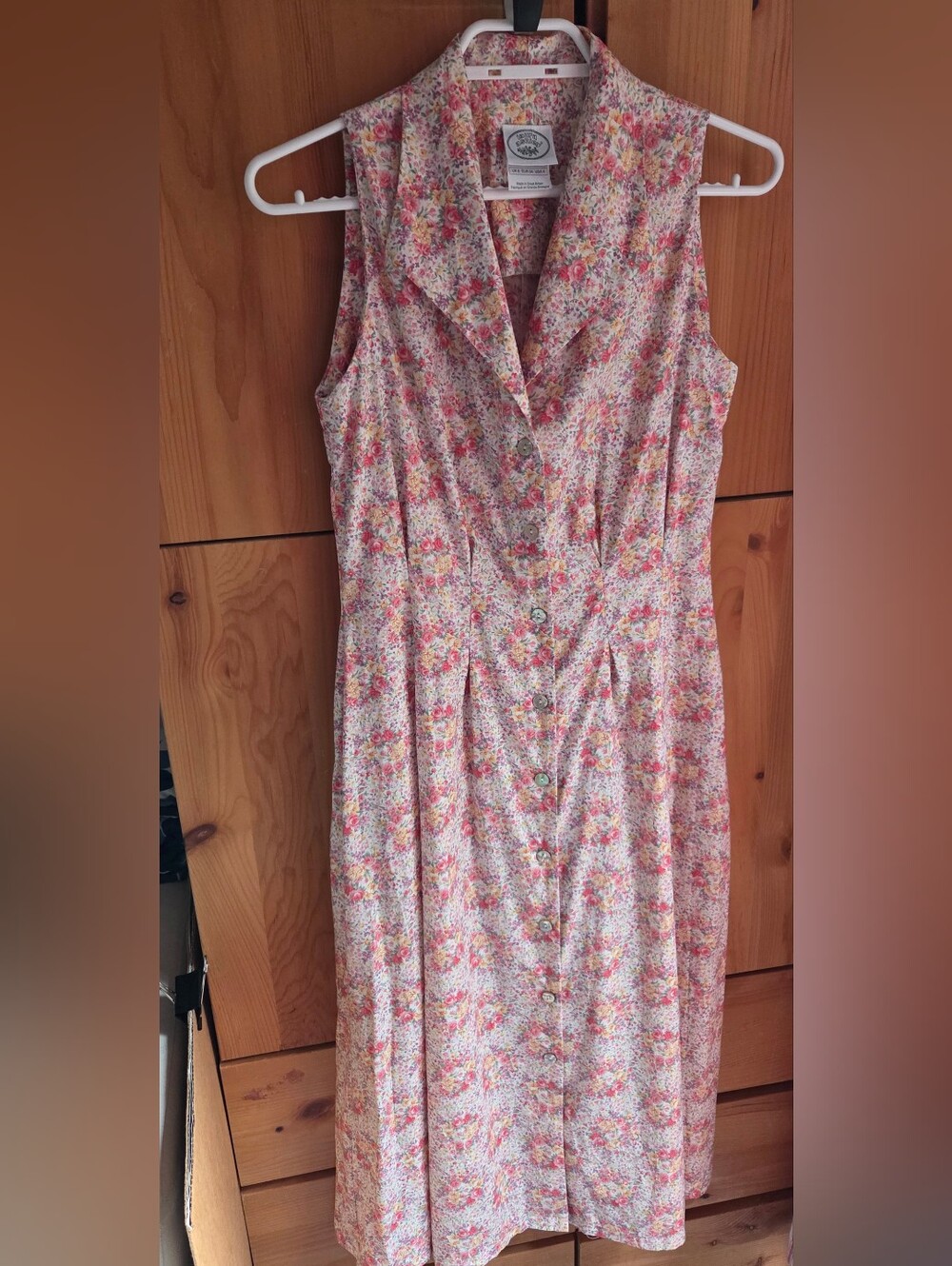 Vintage Laura Ashley Ditsy Floral Sleeveless Cotton Shirtdress Size 4